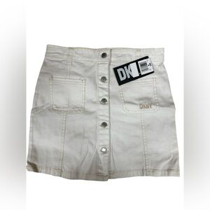 DKNY Girls Cream Button-Front Mini Skirt
